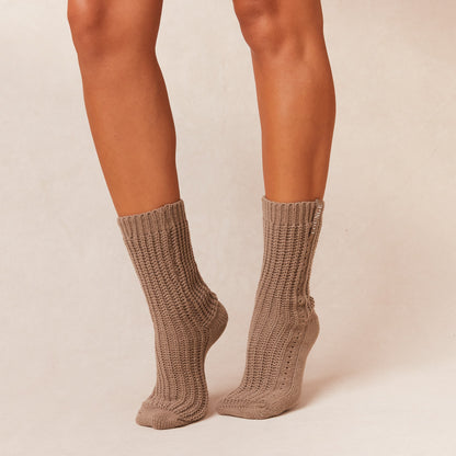 Lounge Snooze Knitted Socks - Fawn