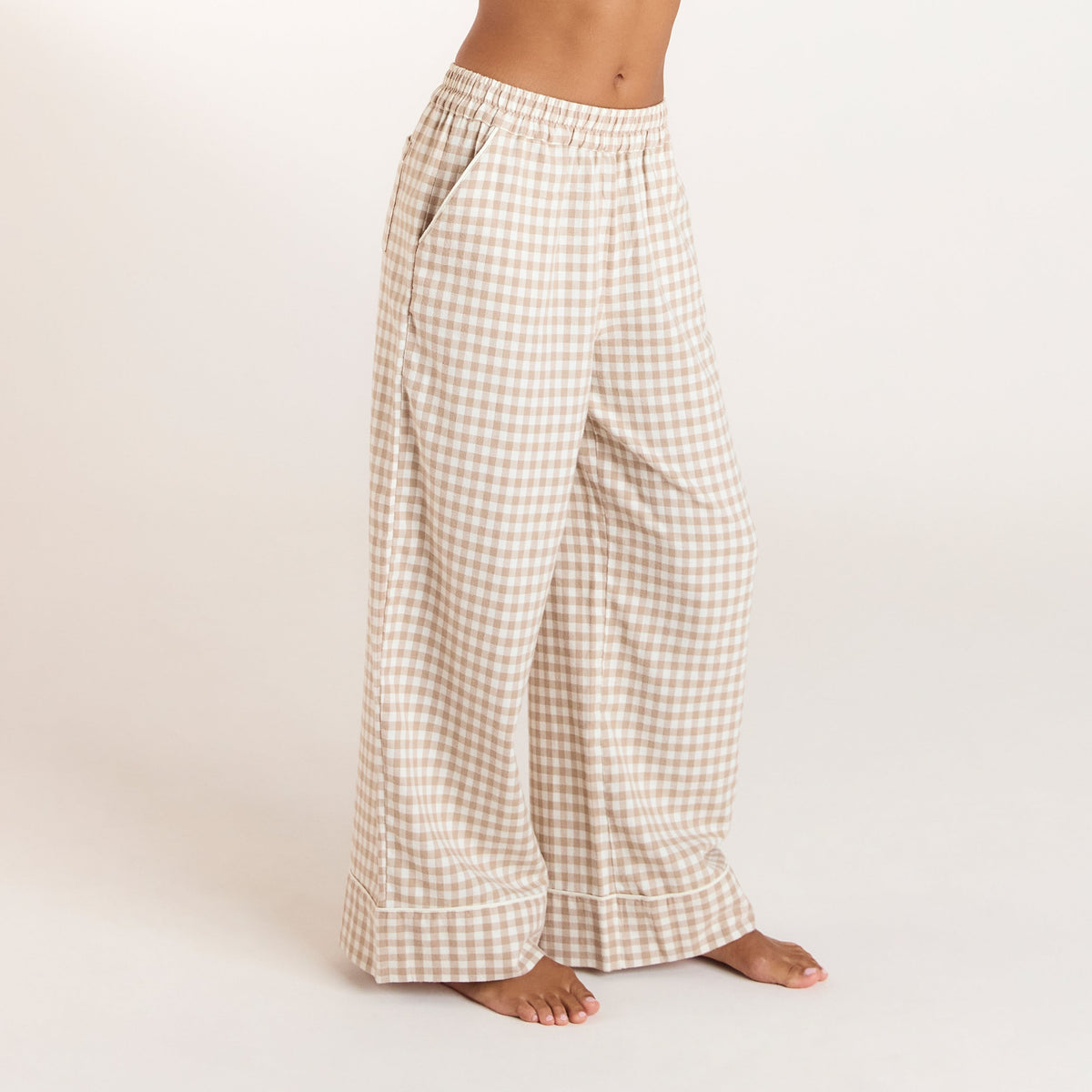 Lounge Gingham Pajama Pants - Beige