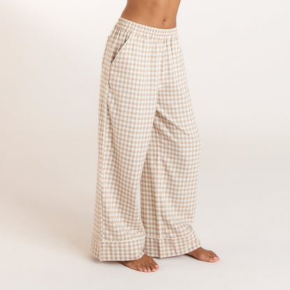 Lounge Gingham Pajama Pants - Beige