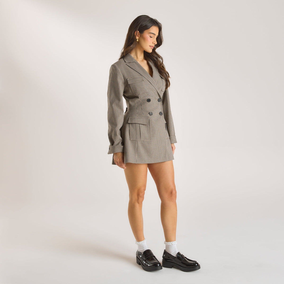Lounge Houndstooth Blazer Dress - Brown