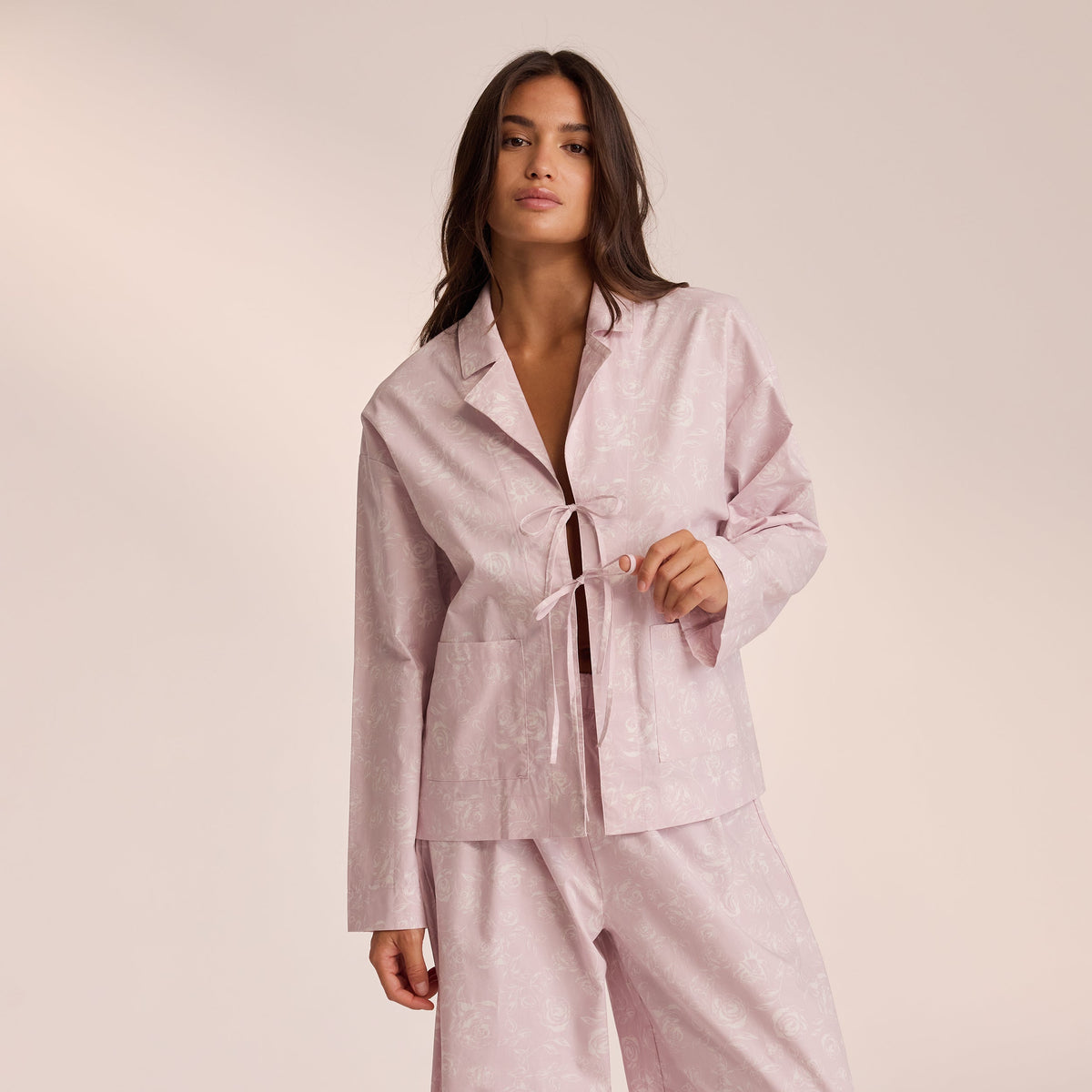 Lounge Cotton Pajama Shirt - Lilac