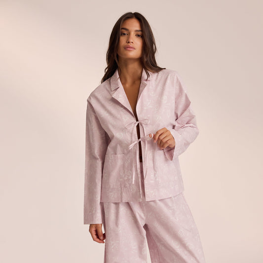 Lounge Cotton Pajama Shirt - Lilac