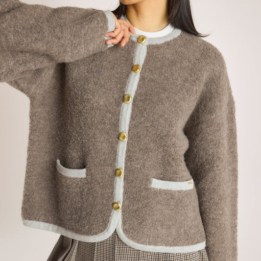 Lounge Knitted Wool Blend Jacket - Truffle
