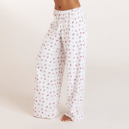 Lounge Christmas Cottage Pointelle Pajama Pants - White Print