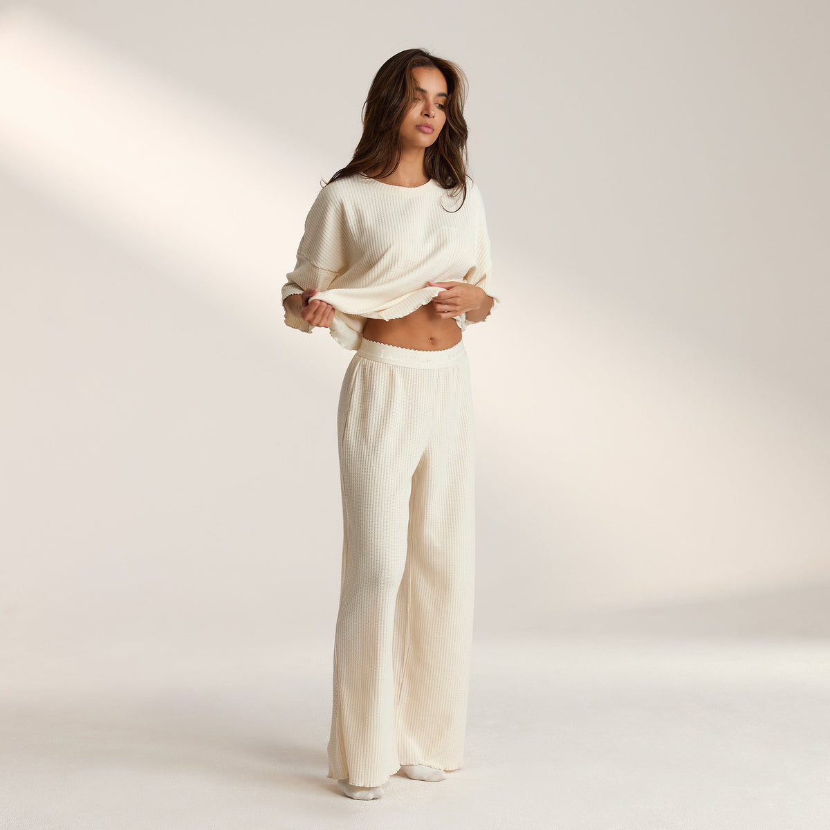 Lounge Soft Waffle Pajama Pants - Cream