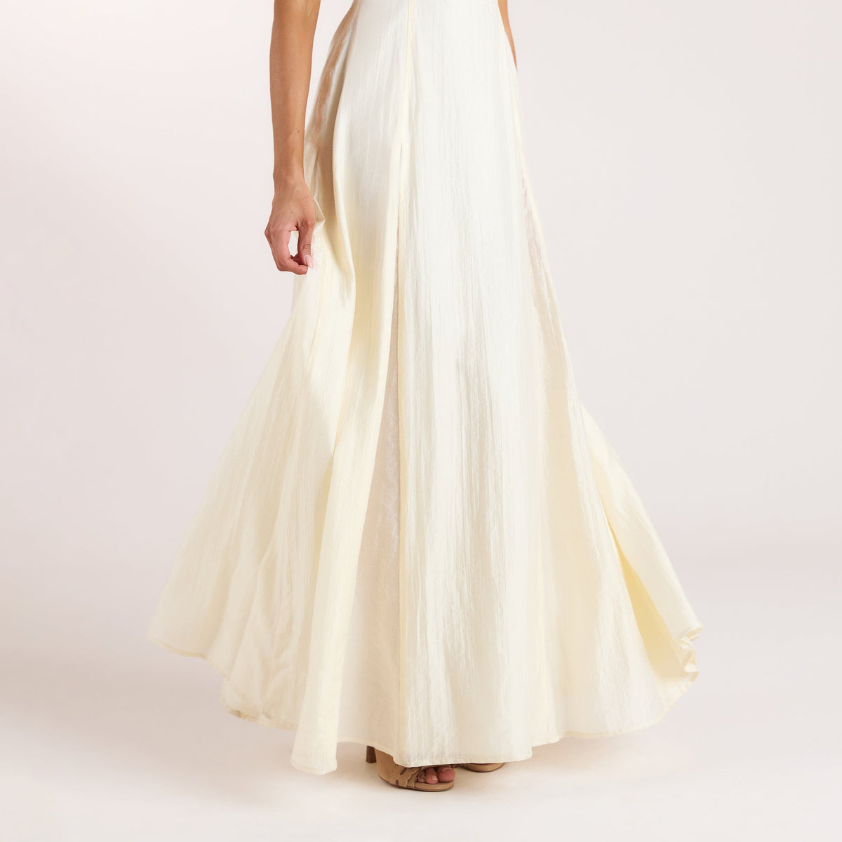 Lounge Embroidered Lace-Up Maxi Dress - Buttercream