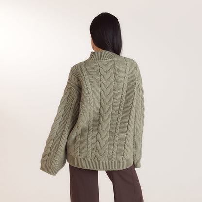 Lounge Oversized Cable-Knit Jumper - Olive