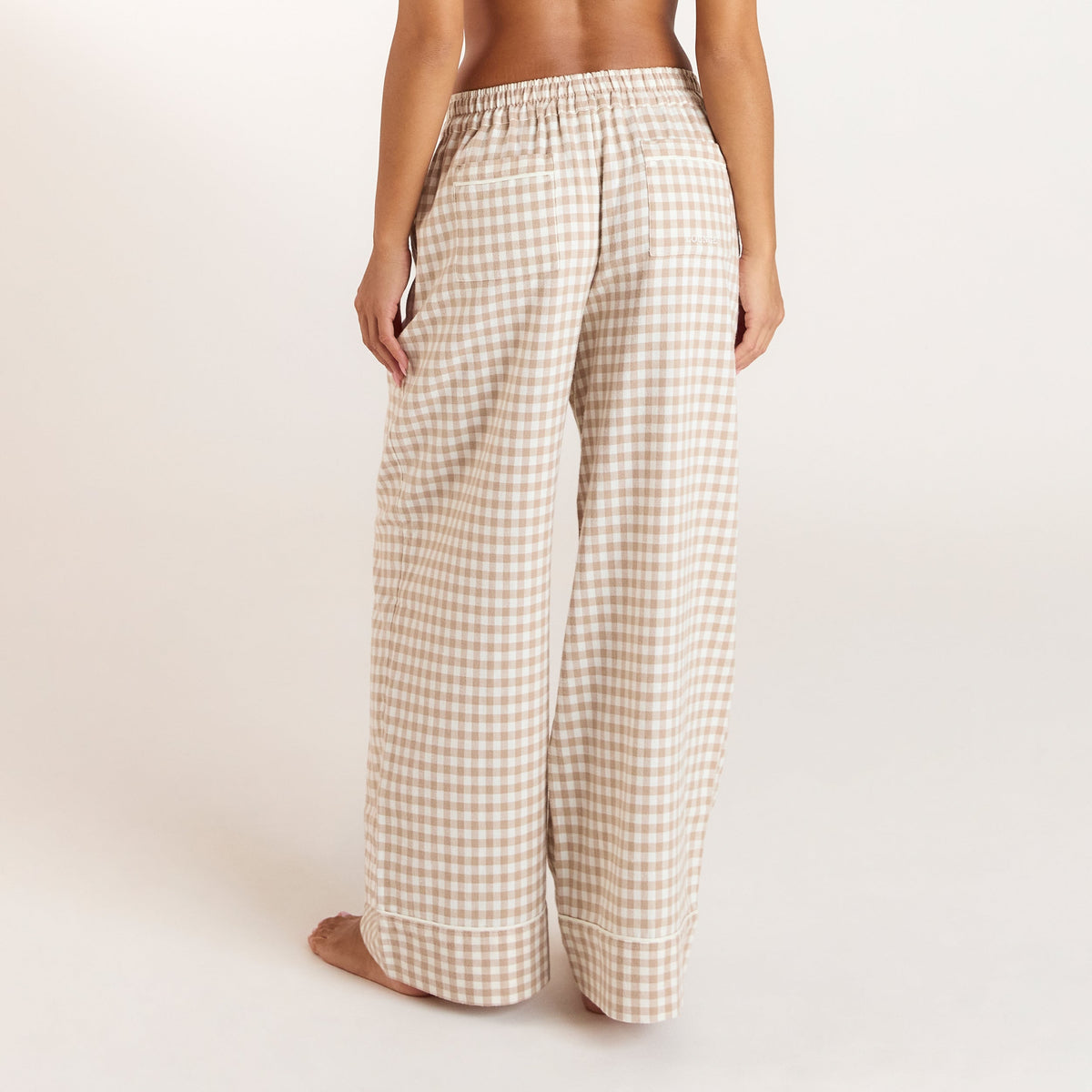 Lounge Gingham Pajama Pants - Beige