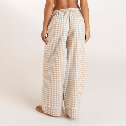 Lounge Gingham Pajama Pants - Beige