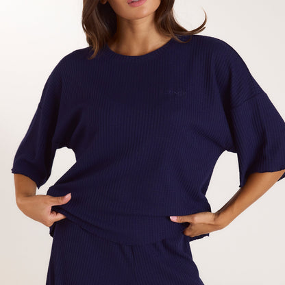 Lounge Soft Waffle Pajama Top - Navy