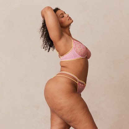 Lounge Daisy Embroidered Balcony Bra  - Pink