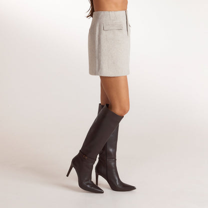 Lounge Woven A-Line Mini Skirt - Warm Gray