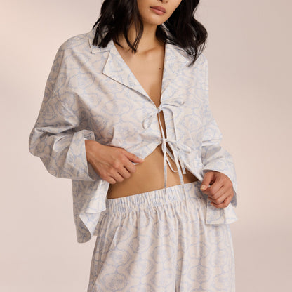 Lounge Cotton Pajama Shirt - Blue