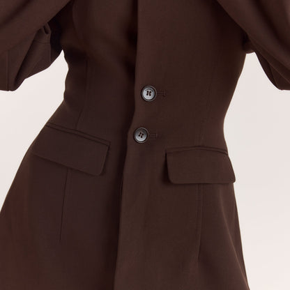Lounge Structured Blazer Dress - Chocolate