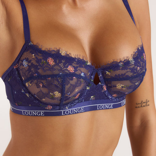 Lounge Printed Entice Balcony Bra - Navy Floral