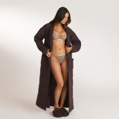 Lounge Quilted Duvet Dressing Gown - Dark Chocolate
