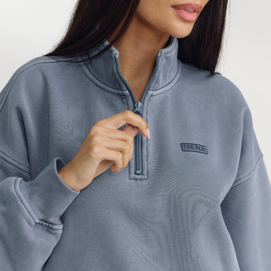 Lounge Quarter-Zip Sweater - Washed Blue