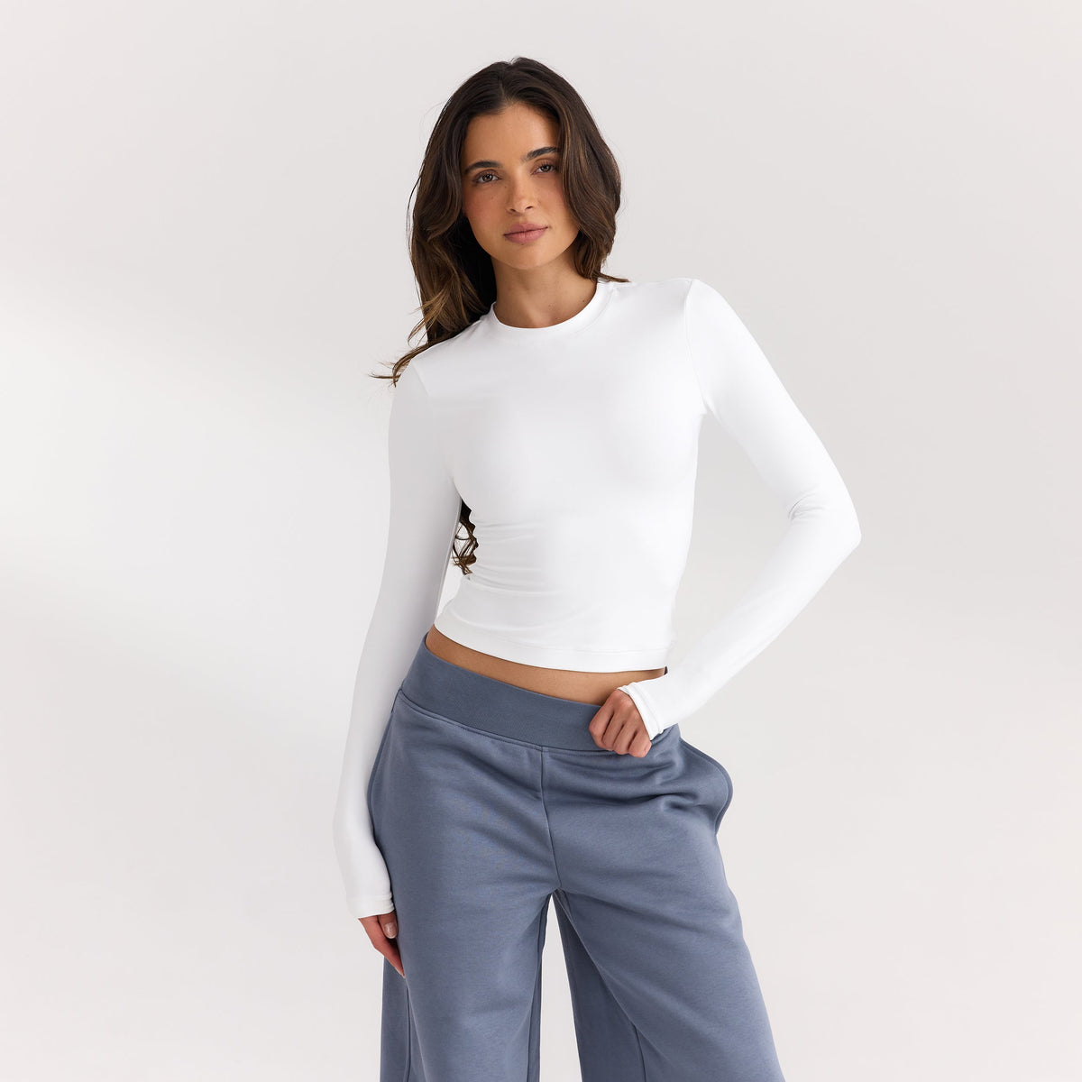 Lounge ContourSoft™ Long-Sleeve Top - White