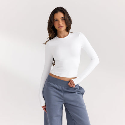 Lounge ContourSoft™ Long-Sleeve Top - White