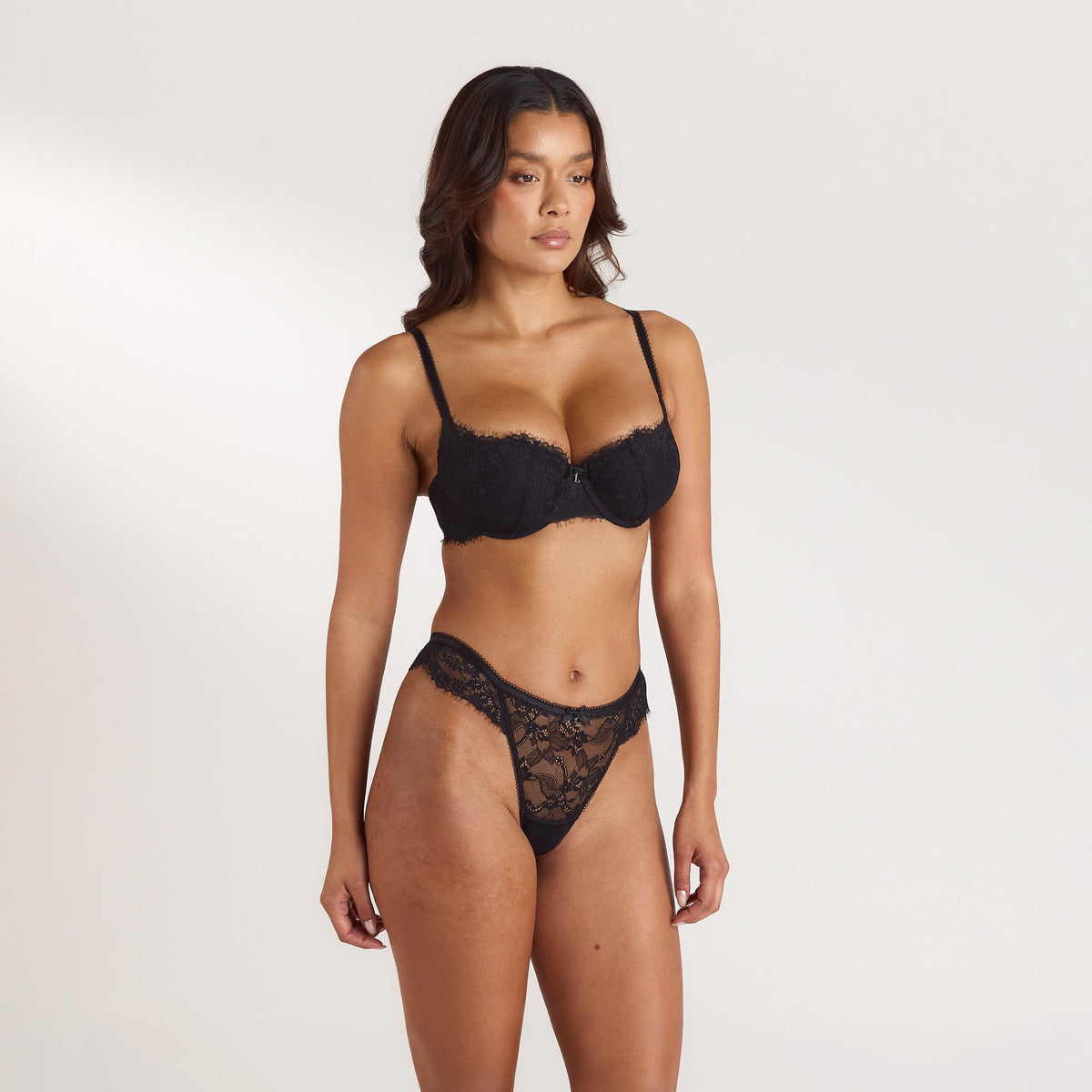 Lounge Lace Balconette Extreme Push-Up Bra - Black