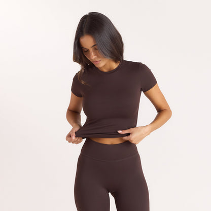 Lounge Classic Fitted Top - Coffee Bean