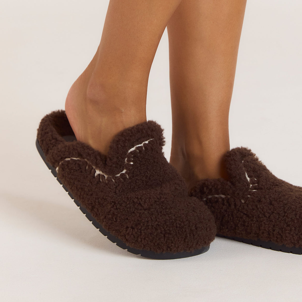 Lounge Anya Mule Slippers - Chocolate