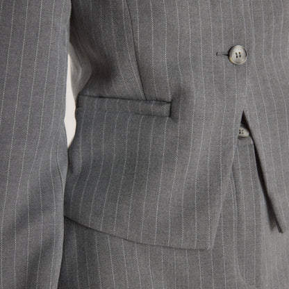 Lounge Structured Jacket - Grey Pinstripe