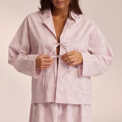 Lounge Cotton Pajama Shirt - Lilac