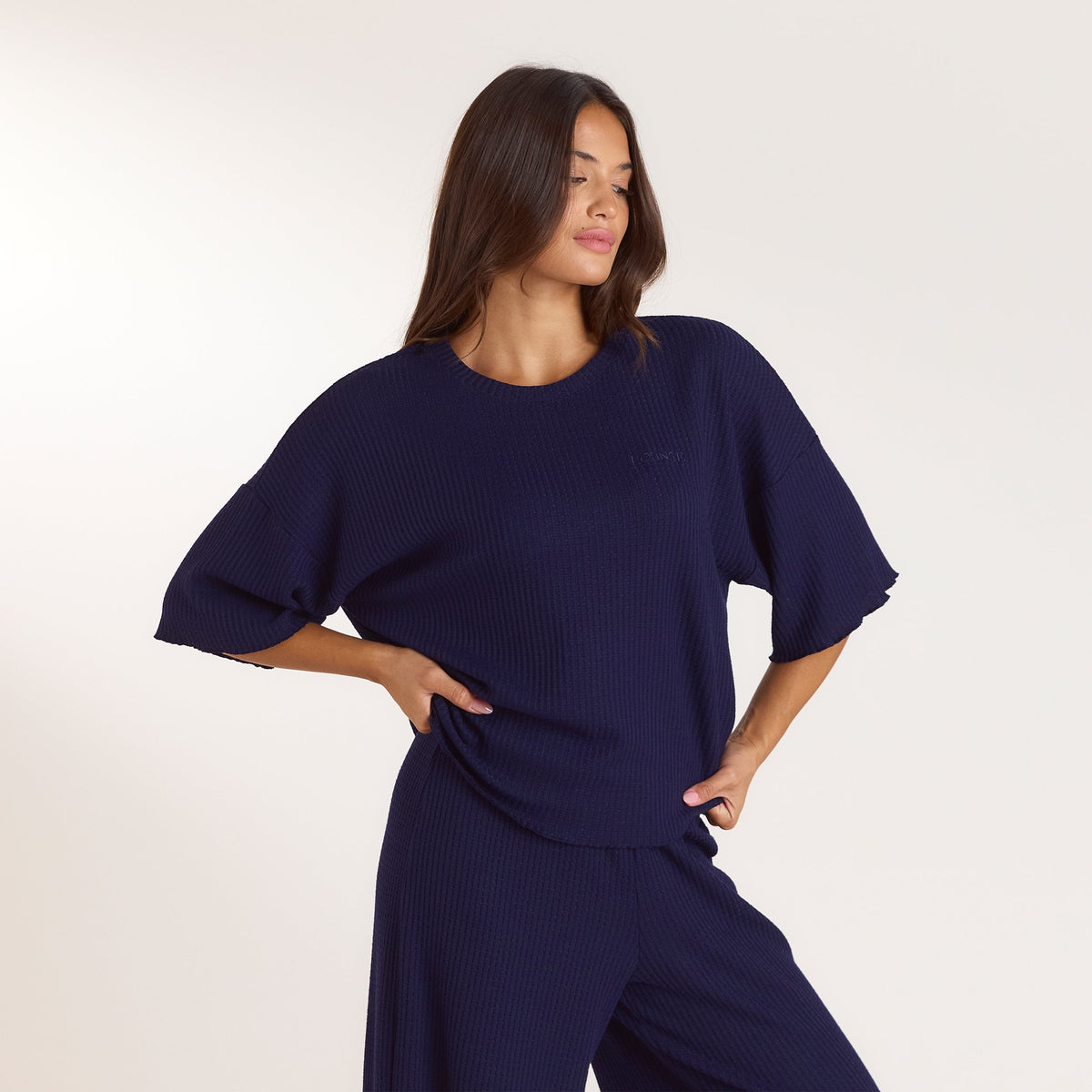 Lounge Soft Waffle Pajama Top - Navy