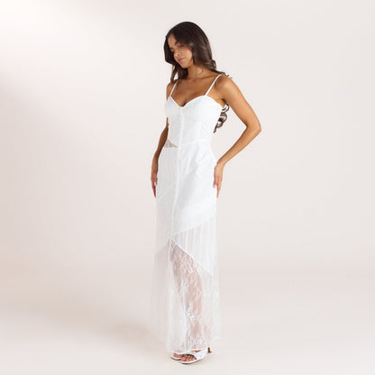 Lounge Broderie & Lace Maxi Dress - White