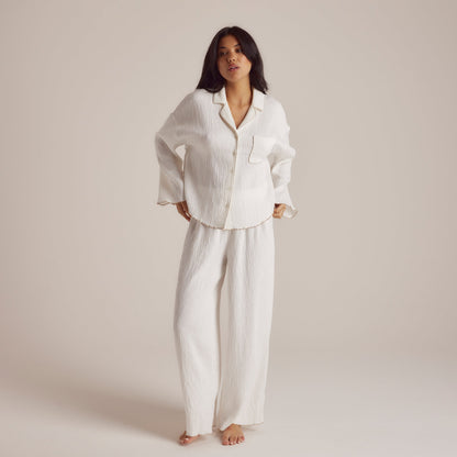 Lounge Crinkle Pajama Pants - White
