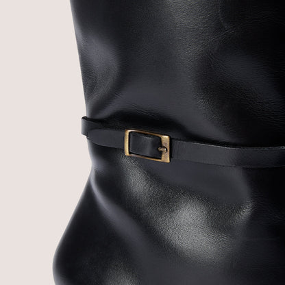 Lounge Juni Knee-High Leather Boots - Black