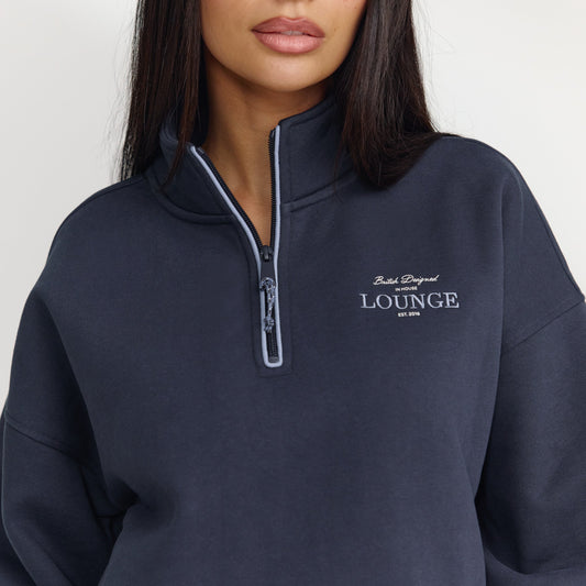 Lounge Quarter-Zip Sweater - Dark Blue