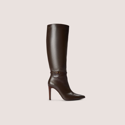 Lounge Juni Knee-High Leather Boots - Dark Brown