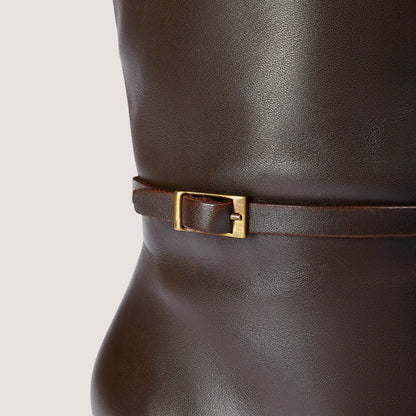 Lounge Juni Knee-High Leather Boots - Dark Brown