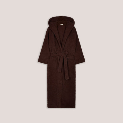 Lounge Fluffy Knitted Dressing Gown - Dark Chocolate