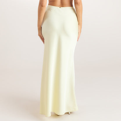 Lounge Satin Fitted Maxi Skirt - Lemon