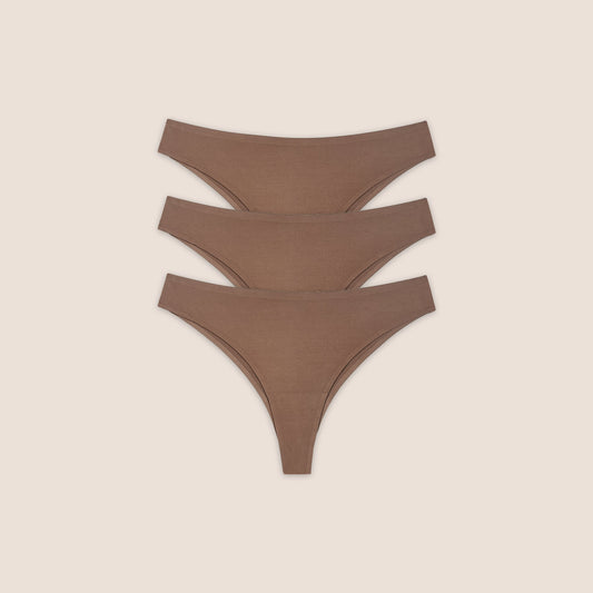 Lounge Seamless Bonded Brazilian Briefs (3-Pack) - Chestnut