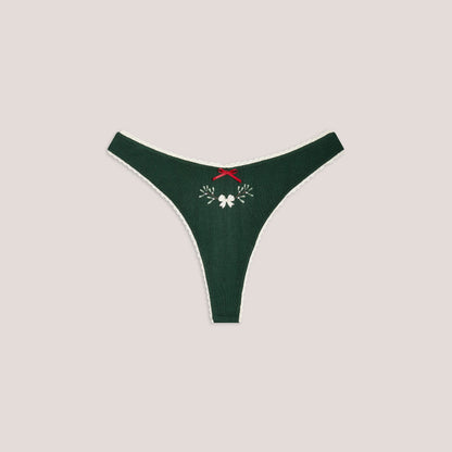 Lounge Mistletoe Pointelle Thong - Green