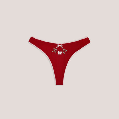 Lounge Mistletoe Pointelle Thong - Red