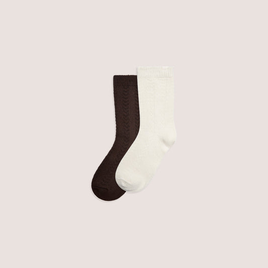 Lounge Cable-Knit Crew Socks (2-Pack) - Multi
