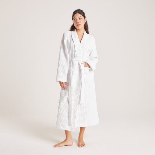 Lounge Waffle Dressing Gown - White